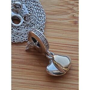 Pandora Sterling Silver 14KGold Double Heart Pendant Charm Necklace 925 585